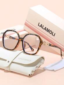 LALAMOLI 圆形全框透明眼镜，装饰镜腿设计，配有精美包装，适合日常佩戴和节日礼物 - 彩色 - 查看 8