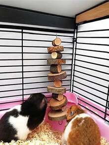 1pc ,Small Animal Chews Toy Natural Apple Wood Block Cage Hanging Molars Treats Snack For Hamsters Rabbits Bunny Bird Parrots Chinchilla Gerbils Squirrels - Brown - View 3