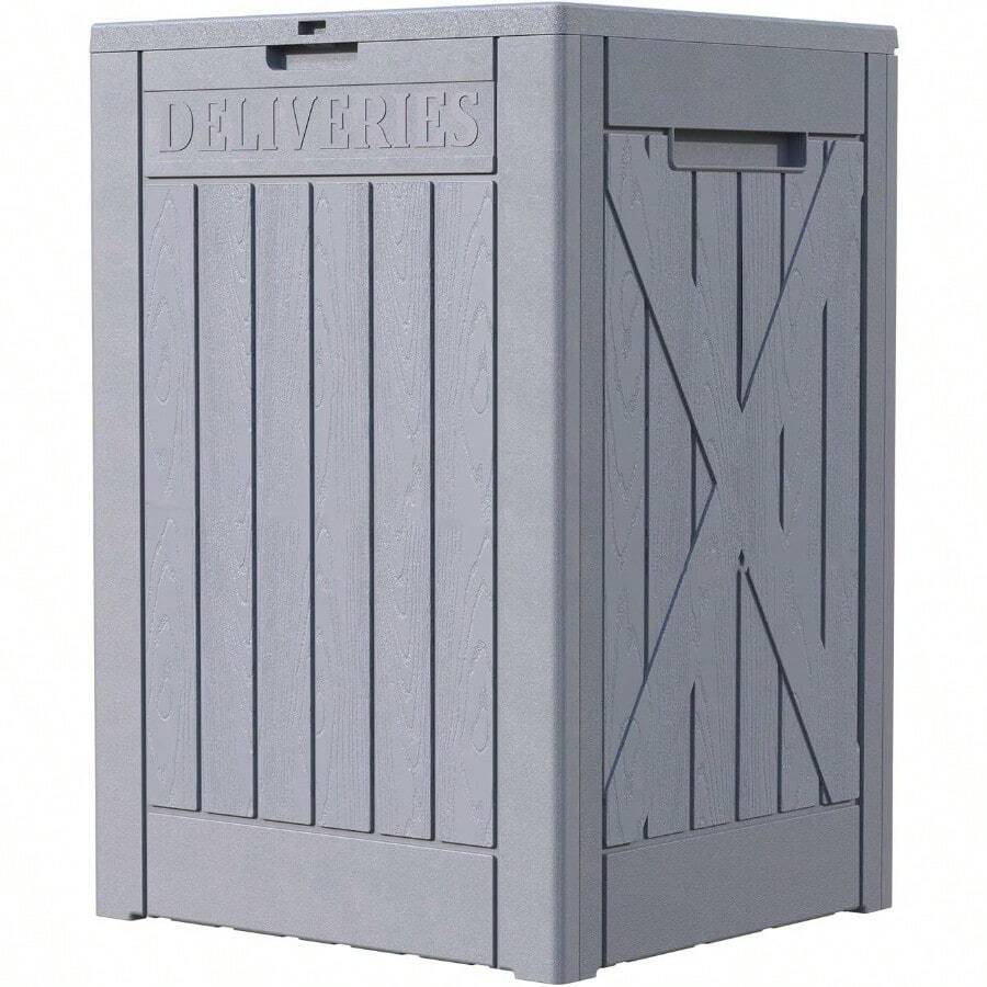 48Gallon Resin Package Delivery Box For Outside Waterproof Storage Deck Box With Lockable Secure Grey - Grey - View 1