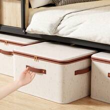 1pc Foldable Fabric Storage Box, Large Capacity Dust-Proof Quilt Storage Container, Wardrobe Organizer, Antibacterial & Moisture-Proof Zipper Closet Storage Box, Decorative Pants Organizer - Multicolor - View 2