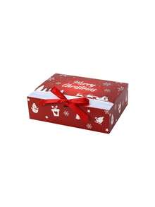 4pcs/1pc Christmas Cardboard Gift Box, Christmas Cake Box, Gift Box With Bow Lid, Party & Holiday Gift Box, Large Gift Box, Luxury Sturdy Foldable Cardboard Box, Christmas Party Gift Supplies, Elegant Gift Packaging Box - Multicolor - View 7