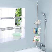 Telescopic Shower Shelf Made Of Metal, Corner Shelf, Bathroom Shelf, Telescopic Shower Shelf, Wall Shelf, 3 /4 Levels, Stainless Steel - 銀色-3層 - 查看 3