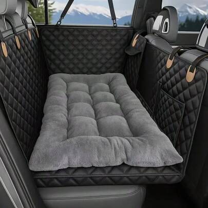 厚实温暖的宠物汽车座椅垫，适合所有尺寸的狗，适合SUV轿车卡车，冬季汽车旅行，防滑，可伸缩，易清洁，涤纶，大型犬汽车座椅套，专为狗设计的汽车座椅保护套，车载宠物垫，宠物旅行配件，软垫座椅垫，狗旅行垫狗汽车座椅汽车座椅套狗汽车座椅套宠物汽车座椅
