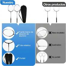 AdooAdii Juego de Bádminton 2 Raqueta y 3 Gallos Set de Badminton Bolsa de Transporte Ligero Resistente para 2 Jugadores Niño Niña Adulto Sports Deporte Juego al Aire Libre Espacio Techado Patio - 1 - Ver 7