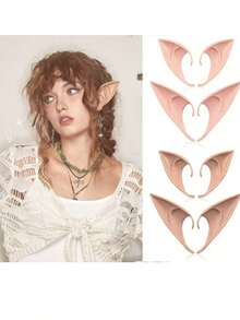 2 piezas (se envía 1 set) de decoraciones mágicas de orejas de hada, adecuadas para hombres y mujeres para usar como orejas de elfo de Halloween para cosplay, accesorios para el cabello. Son accesorios de vestir versátiles y cómodos para festivales y juegos de roles, esenciales para actuaciones festivas y Halloween.