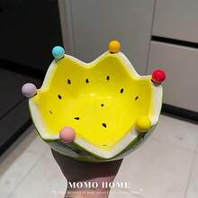 一套西瓜造型陶瓷水果盘，配有水果叉，大容量设计，适合客厅茶几使用，可用作水果碗或盘子，可爱的家居装饰品 - 彩色 - 查看 12