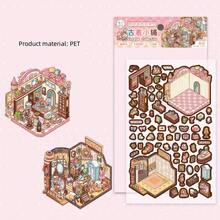 1 peça/4 peças Adesivos Criativos de Paisagem Miniatura 3D