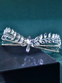 1pc Rhinestone Headband, Fashionable Bridal Wedding Hair Accessory Suitable For Banquet, Party, Holiday Wear Valentine's Day Accessories - Silver - View 6