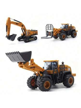 惯性动力工程车儿童玩具车 - 挖掘机、推土机、扫雪机、压实机、叉车。无需电池，生日、圣诞节、万圣节、返校季的绝佳礼物