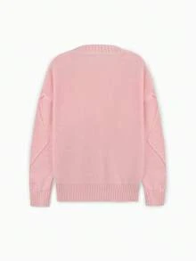 Women's Elegant V-Neck Set - Warm, Durable And Comfortable Long-Sleeved Sweater With Button Details In A Solid Beige Color, Perfect For Casual Fall And Winter Styles. Comfortable Outfit | Button Details | Striped Texture  Women's Winter Clothing Of Women's Winter Clothing Women's Winter Fashion Women's Winter Promotion Of Women's Winter Clothing    Active Wear Women   Summer  Gym Mujer  Gym Mujer  Workout Clothes For Women  Sweatshirts For Women  Women's All Season Clothes Women's Spring Clothes Women's Summer Clothes Women's Year Round Outfits Spring Fashion For Women Summer Fashion For Women - Hồng - Xem 4