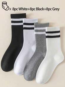 40/30/24/20/10/8/6/4/2雙中性運動襪，適合訓練/商務/秋冬，女款長襪，抗菌，黑/白色，透氣 - 彩色 - 查看 6
