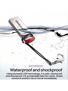 Lenovo Almacenamiento USB TU301 Gran capacidad de almacenamiento Resistente al agua y a los golpes Pequeño y mini, fácil de llevar Textura de metal Fuerte compatibilidad - Plata brillante - Ver 3