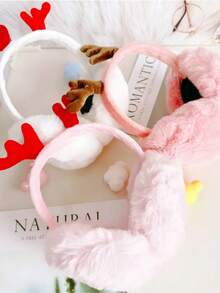 1 pièce Protège-oreilles de Noël en forme de bois de cerf pour femmes - Élégante casquette pliable rouge, fabriquée en tissu mélangé de haute qualité, assurant la chaleur et le confort. Un accessoire anti-froid pour l'hiver qui ne nécessite pas d'alimentation électrique, conçu spécialement pour les saisons froides et convenant à diverses activités extérieures.