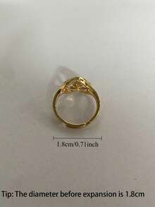 1枚时尚心形字母设计戒指，适合女性日常佩戴，情人节礼物 - 金黃色 - 查看 3