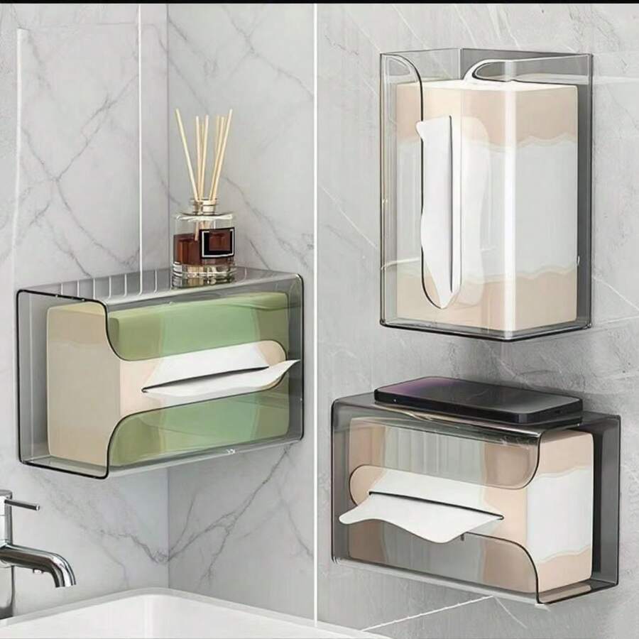 1pc Kitchen Wet Wipes Holder, Washable Bathroom Paper Towel Rack, Wall-Mounted Tissue Box, Non-Slip Washable Wipe Dispenser, Suitable For Kitchen, Bedroom, Bathroom Wet Wipes, No Need For Drilling Installation, Fashionable Minimalist Design Washable Wipe Storage Box, Suitable For Gloves, Pet Wipes, Makeup Wipes, Disposable Towels, Wet Wipes, Dry Tissues, Hand Towels, Wet Wipes, Toilet Paper, Also Applicable To Bathroom, Kitchen, Bedroom, Office, Car