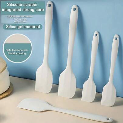Great Cake Bake Off Silicone Spatula Set Accessories For Cooking Baking, Palette Knife & More, White, 26.5cm-20cm Long