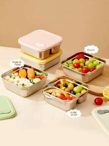 1 قطعة صندوق غداء من الفولاذ المقاوم للصدأ 304 بسعة 600 مل/650 مل مع غطاء، حاوية تخزين طعام سلطة الفواكه محمولة، صندوق بنتو كبير السعة محكم الإغلاق ومقاوم للتسرب، قابل للتكديس، صندوق تخزين طعام للثلاجة، آمن للغسالة الآلية، مناسب لاستخدام الطلاب والبالغين في المدرسة والمكتب والتخييم والنزهات والسفر