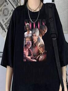 2025 Champion Tank Davis All Match American Fashion Brand Printed Men's And Women's Loose Summer Loose Short Sleeve T Shirt - 黑色 - 查看 1