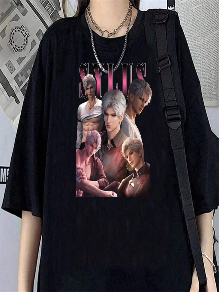 2025 Champion Tank Davis All Match American Fashion Brand Printed Men's And Women's Loose Summer Loose Short Sleeve T Shirt - 黑色 - 查看 1