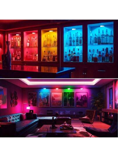 3/ Wand Lights Wireless, Lamps Living Room, RGB Wireless Led Lamp, Cabinet Lighting, LED Spotlight, Battery Operated Remote Control, Lamps, Lights, Night Light,Lighting, Book Light, Spotlight Corridors, Bathrooms, Bedrooms, KitchenCabinets, Stairs, Home view 3