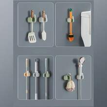 1 kẹp lau nhà gắn tường, móc, không cần khoan, keo dán chắc chắn, kẹp chổi, giá treo chổi gắn tường phòng tắm, giá để đồ cố định - Nhiều màu - Xem 3