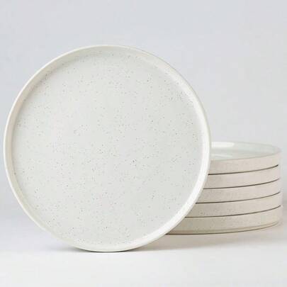 Mars 6 Pieces Dinner Plates 10.25 Inch Plate Set Scratch Resistant Stoneware Dinnerware Kitchen Modern Rustic Serving Dishes White