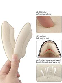 Heel Grips Liner Cushions Inserts For Loose Shoes, Heel Pads Snugs For Shoe Too Big Men Women, Filler Improved Shoe Fit And Comfort, Stop Heel Slip And Blister (2Pairs) (Pale Apricot+Black)