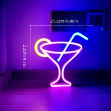1 件鸡尾酒形 LED 霓虹灯，外星人，鸡尾酒 LED 灯适用于家庭卧室墙壁装饰，适用于房间、露营、酒吧、影响者直播、生日派对、求婚、情人节、母亲节、游戏室、家居装饰、派对装饰、圣诞节和其他节日装饰和礼物