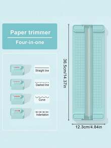 Taglierina multifunzionale 4 in 1 a colori macaron: taglio preciso diritto/curvo/perforato/con goffratura, scorrimento bilaterale con scala graduata, adatta per journaling, craft, organizzazione documenti, articoli di cartoleria best seller. Infonde il taglio della carta con praticità professionale e tocco artistico, crea uno spazio di lavoro efficiente e creativo. Design portatile a colori macaron adatto alle donne.