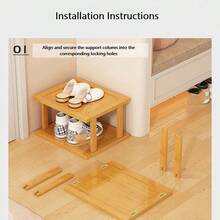 4/6 Tier Elegant Bamboo Shoe Rack (Natural Bamboo Texture) - Space Saving And Easy To Assemble, Suitable For Dorm, Hallway And Kitchen - Fashionable Square Storage Rack For Storing Sneakers, High Heels And Stilettos (Shoe Storage), Top Tier Can Also Be Used For Placing Flower Pots Or Decorations