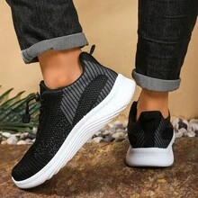 Zapatos de caminar para hombres de primavera y otoño, suela suave, zapatos de viaje antideslizantes, cómodos y transpirables, zapatos de correr para personas de mediana edad y mayores, zapatos ligeros individuales - SA08-Negro - Ver 4