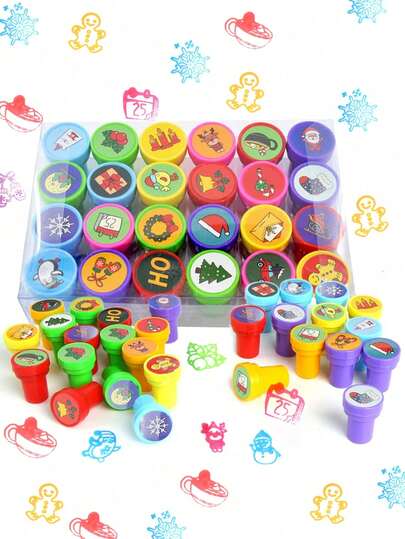 10/24 Piezas Sellos navideños de dibujos animados surtidos autoentelados para niños, para fiestas de Navidad, Año Nuevo, cumpleaños, regalos, manualidades infantiles, premios escolares, pintura DIY