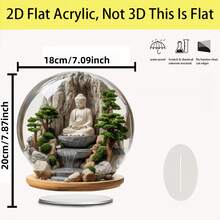 2D 平面波西米亚水晶喷泉带底座 - 雄伟的佛陀冥想设计，家居装饰牌匾，精湛的工艺，办公室装饰品，新年和圣诞节的理想礼物 | 2D 平面 0.3 厘米厚度 - 彩色 - 查看 16