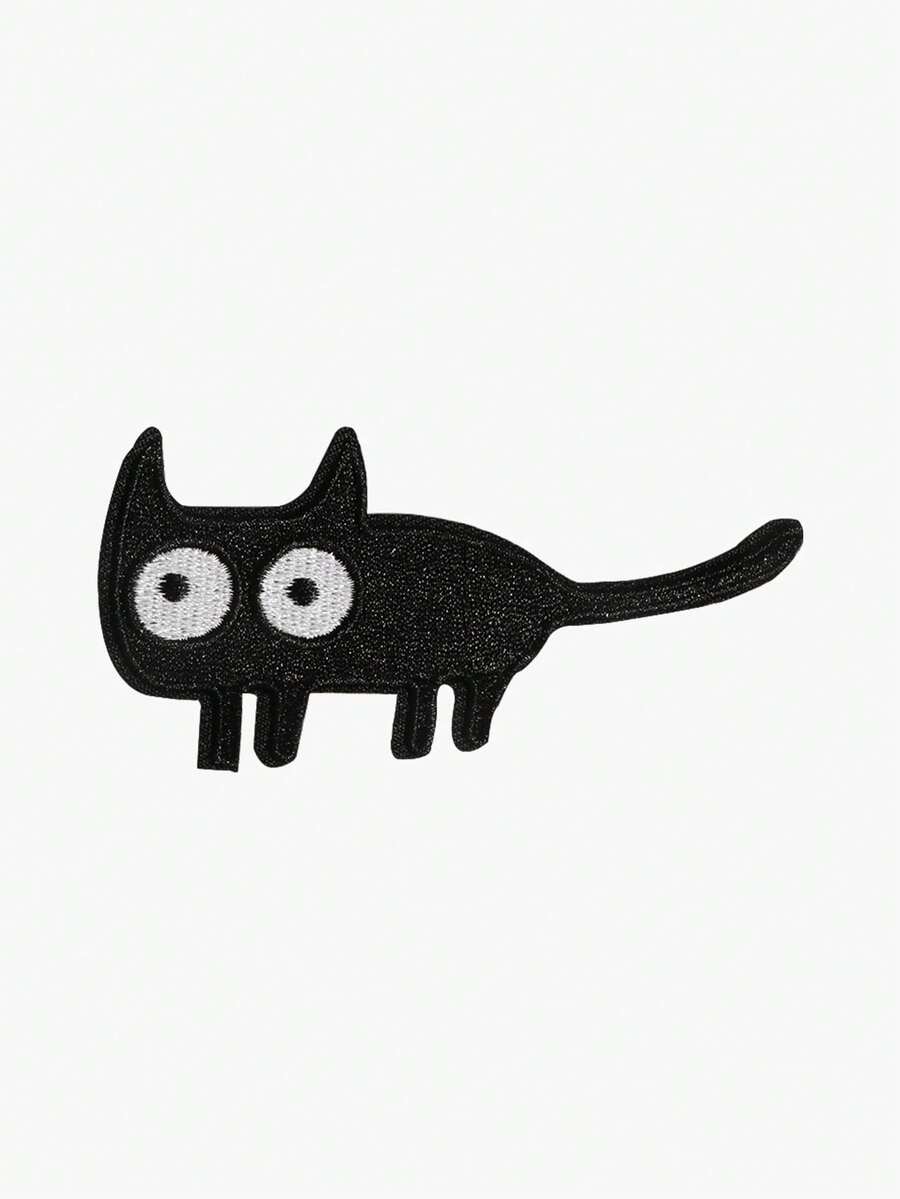 1pc Cute And Funny Big Eyed Black Cat Embroidered Patches, Cat Patches, Cat Lover Patches, Animal Patches, Iron-On, Suitable For Jackets, Backpacks, Hats, Party Decorations, Holiday Decorations, Creative Gift Patches - Multicolor - View 1