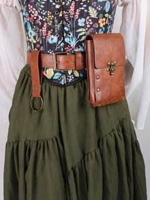 3 PiecesSet Medieval PU Leather Belt With Pouch And Skirt Hike, Gothic Waist Bag Set, Ideal For LARP, Witch/Wizard Costume Or Boho Fashion - Multicolor - View 3