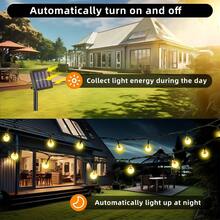 1 pieza Luces de cadena de cristal solares LED de 200/100/20, luces solares para exteriores, alimentadas por energía solar, 8 modos de iluminación, adecuadas para patio, balcón, jardín, valla, Navidad, decoración solar para el patio