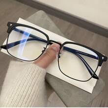 Fashionable Half-Frame Glasses For Men, Black Frame, Non-Prescription, Flat Lens - Multicolor - View 1