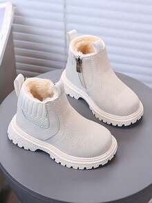 1双女童冬季新款软底时尚百搭户外防滑保暖靴 - 米色 - 查看 3