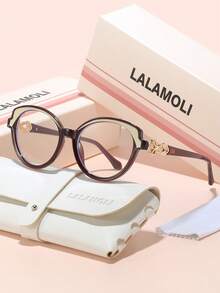 LALAMOLI LALAMOLI ovale Vollrahmen-Klarglas-Brille mit Ausschnitt-Dekor Design, geeignet für den täglichen Gebrauch und als Geschenk