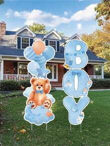 Gender Reveal Decorations 2 Sets Gender Reveal Yard Signs With Stakes - Classic Plastic Outdoor Decorations, Blue & Pink Bear/Elephant Designs, "He" & "She" Balloons, Perfect For Boy Or Girl Newborn Welcome Party, Gender Reveal Party Supplies | Classic Style Decor | Easy Setup Decorations - Multicolor - View 14
