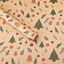 Christmas Themed Wrapping Paper Set, Vintage Style Multi-Pattern Gift Wrapping Paper, Holiday Gift Decoration Packaging Materials - Multicolor - View 7