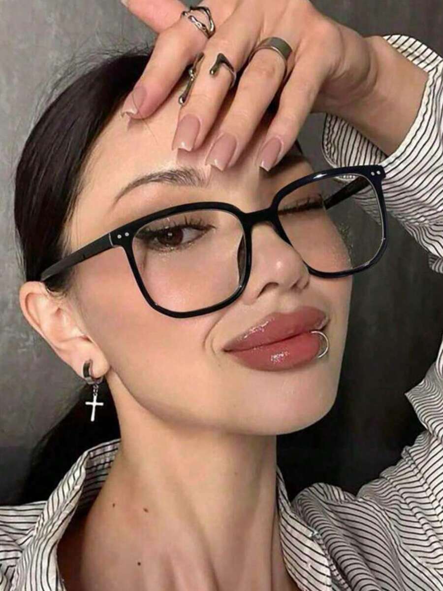 1/2 件女士眼镜防止视觉疲劳看电脑看电视玩游戏看手机透明镜片护眼时尚眼镜 - 彩色 - 查看 1