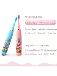Cepillo de dientes eléctrico inteligente con cerdas suaves y de dibujos animados, con cerdas de repuesto - Multicolor - Ver 8