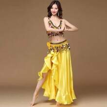 女士肚皮舞服装，夏季新款练习服，演出服，女士套装，舞蹈服，胸衣上装+腰链+开衩裙 - 彩色 - 查看 13