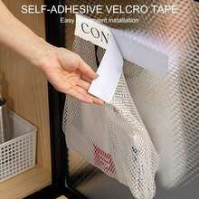 1 Sticky Wall-Mounted Mesh Storage Pocket – Multi-Use Organizer For Laundry (Bathroom/Dorm/Hotel), Socks (Bedside), & Bags (Kitchen/Grocery), Portable Drawer-Style Dispenser For Reusable Bags - White - View 6
