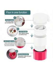 Set trituratore e taglierina di pillole 4 in 1 - Trituratore e scatola di stoccaggio - Scatola portatile mini per medicinali, macinatore da viaggio con tazza, taglierina di pillole multifunzionale - Divide le pillole in due metà, macina in polvere - Ideale per animali domestici, uso domestico - Custodia per pillole da viaggio adatta per viaggi di lavoro, Natale, Ognissanti, Ringraziamento, uso in tutte le stagioni - Multicolore - Visualizzare 6