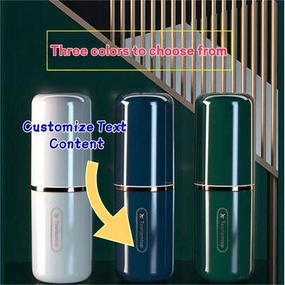 Estuche portátil personalizado para cepillo de dientes de viaje, caja de almacenamiento de pasta de dientes, vaso para enjuague bucal - Juego de artículos de aseo de viaje personalizado, Estuche de viaje 3 en 1 para cepillo de dientes, pasta de dientes y vaso para enjuague