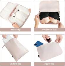 6/8/10 Set Packing Cubes For Travel Luggage Organizer - Cream - View 10