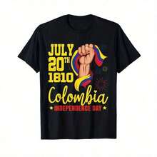 T-Shirt With The Colombian Flag - Black - View 1