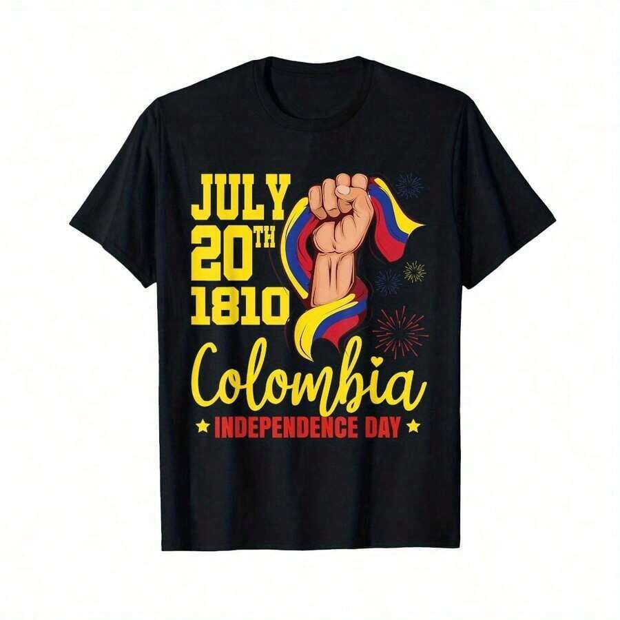 T-Shirt With The Colombian Flag - Black - View 1